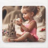 小さな女の子シーシェルを賞賛 マウスパッド (正面)