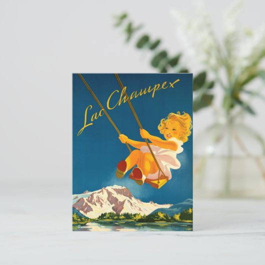 小さな女の子スイングオーバーラックシャンペックス(スイス) ポストカード (スタンド正面)