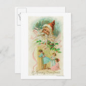 小さな女の子スインスルーベッドルームドア ポストカード (正面/裏面)