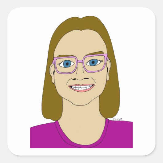 小さな女の子スクエアステッカー スクエアシール (正面)