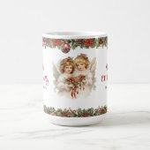 小さな女の子スビクトリアンクリスマスエンジェル コーヒーマグカップ (中央)