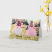 小さな女の子ズインメドウツインシスター誕生日 カード (黄色い花)