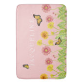 小さな女の子ズバスデコールガーベラデイジーバタフライ バスマット (正面縦)