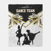 小さな女の子ダンスチーム黒白と金ゴールド フリースブランケット (正面)