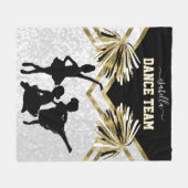 小さな女の子ダンスチーム黒白と金ゴールド フリースブランケット (正面(横))