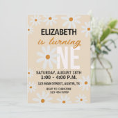 小さな女の子デイジー最初の誕生日招待状 招待状 (スタンド正面)