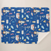 小さな女の子ドクターメディカルパターン(名前、青) シェルパブランケット (正面(横))