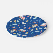 小さな女の子ドクターメディカルパターン（名前、青） ペーパープレート (アングル)