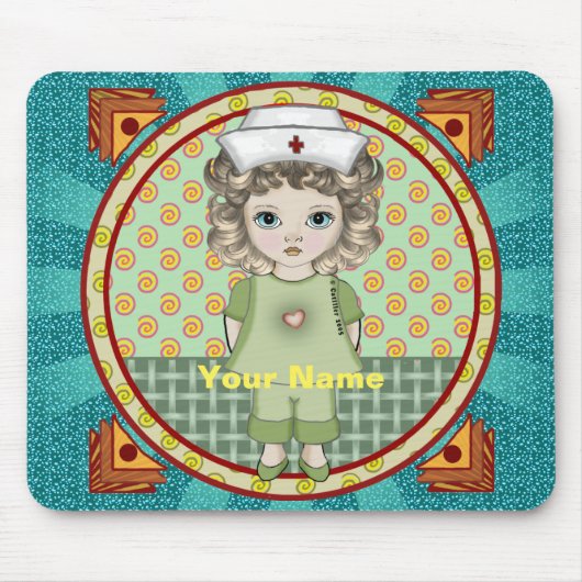 小さな女の子ナース マウスパッド (正面)