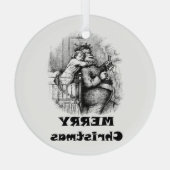 小さな女の子ハギングサンタクロースクリスマスアート ガラスオーナメント (裏面)