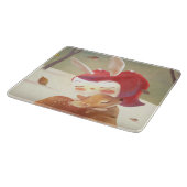 小さな女の子ハギングシカ カッティングボード (角)