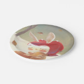 小さな女の子ハギングシカ ペーパープレート (アングル)