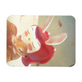 小さな女の子ハギングシカ マグネット (横)