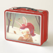 小さな女の子ハギングシカ メタルランチボックス (裏面)