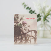 小さな女の子ハッピーニューイヤーグリーティングヴィンテージ ポストカード (スタンド正面)