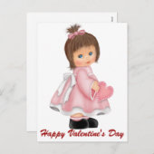 小さな女の子ハッピーバレンタインデーはがき シーズンポストカード (正面/裏面)