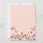 小さな女の子バタフライピンクのフローラベビーシャワー 招待状 (裏面)