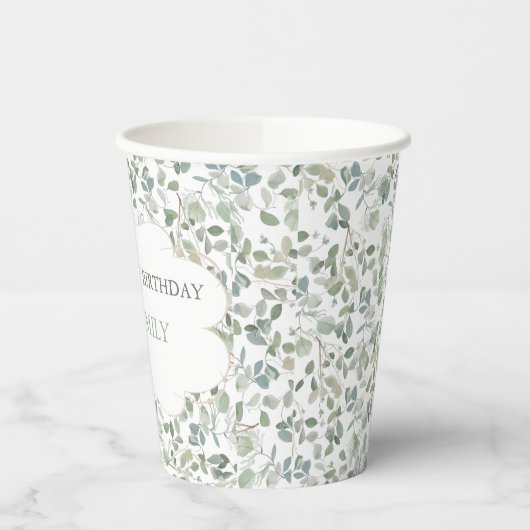 小さな女の子バニーグリーンリーファースト誕生日 紙コップ (左)