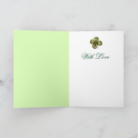 小さな女の子バラとシャムロックスセントパトリックの日 カード (内部)