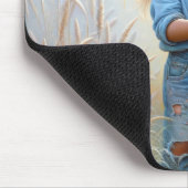 小さな女の子バルーン付き赤いハート マウスパッド (コーナー)