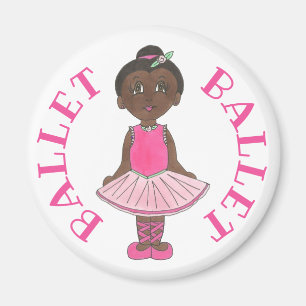 小さな女の子バレエダンサーバレリーナピンクローズツツ マグネット