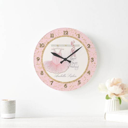 小さな女の子バレエバレリーナダンスルームデコール ラージ壁時計 (ホーム)