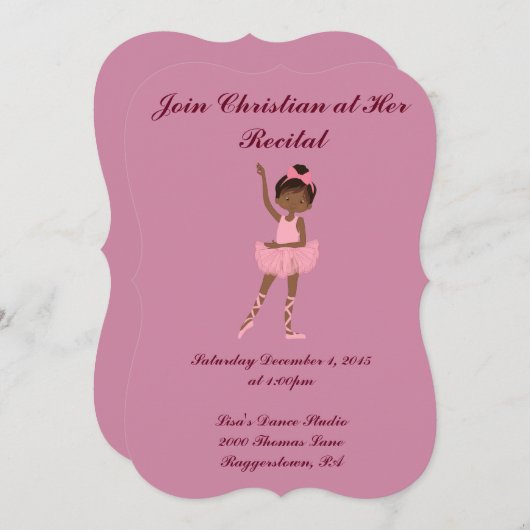 小さな女の子バレリーナ・ダンス・リサイタル 招待状 (正面/裏面)