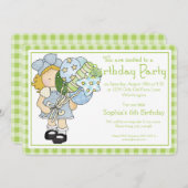 小さな女の子バースデーパーティー招待状カントリーガールd6 招待状 (正面/裏面)