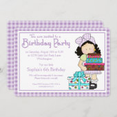 小さな女の子バースデーパーティー招待状カントリーガールd7 招待状 (正面/裏面)