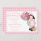 小さな女の子バースデーパーティー招待状カントリーガールd8 招待状 (正面/裏面)
