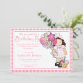 小さな女の子バースデーパーティー招待状カントリーガールd8 招待状 (スタンド正面)