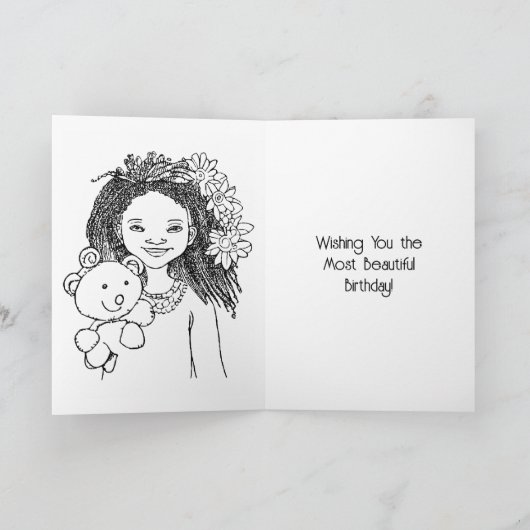 小さな女の子パーソナライズされたのカードとカラーページ カード (内部)