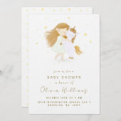 小さな女の子パーソナライズされたのユニコーン赤ちゃんシャワー 招待状 (正面/裏面)