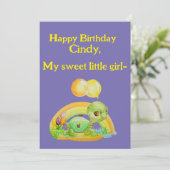 小さな女の子パーソナライズされた誕生日グリーティングカード サンキューカード (スタンド正面)