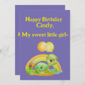 小さな女の子パーソナライズされた誕生日グリーティングカード サンキューカード (正面/裏面)