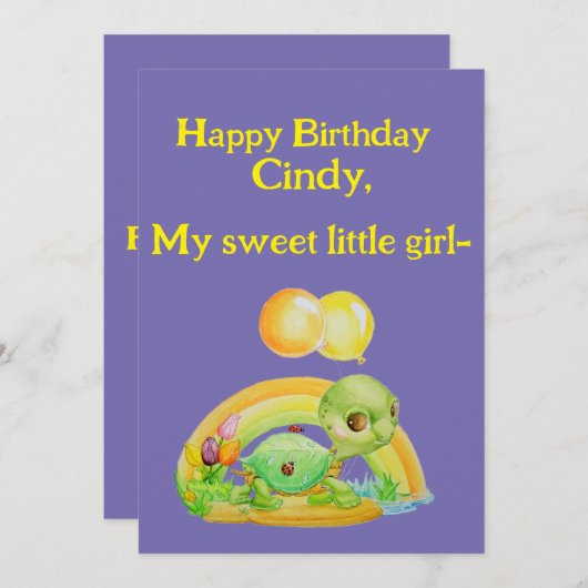 小さな女の子パーソナライズされた誕生日グリーティングカード サンキューカード (正面/裏面)