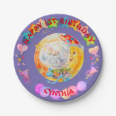 小さな女の子パーソナライズされた誕生日紙プレート。 ペーパープレート (正面)