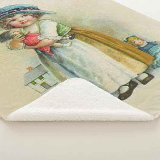 小さな女の子ビクトリアンブルー帽子人形タン シェルパブランケット (3/4)