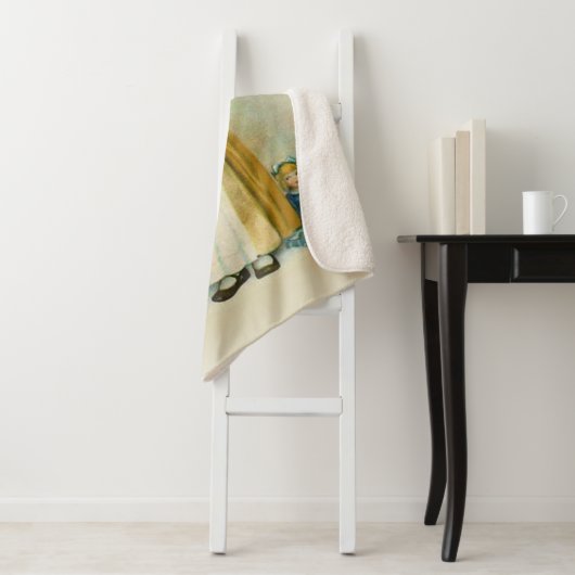 小さな女の子ビクトリアンブルー帽子人形タン シェルパブランケット (インサイチュ)