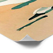 小さな女の子ビーチ水彩海波 ポスター (角)