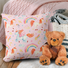 小さな女の子ピンクユニコーンパターン（名） クッション