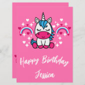 小さな女の子ピンクレインボーユニコーン (正面/裏面)