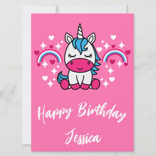 小さな女の子ピンクレインボーユニコーン (正面)