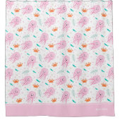 小さな女の子ピンク海クラゲとカニ模様 シャワーカーテン (正面)