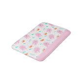 小さな女の子ピンク海クラゲとカニ模様 バスマット (アングル)