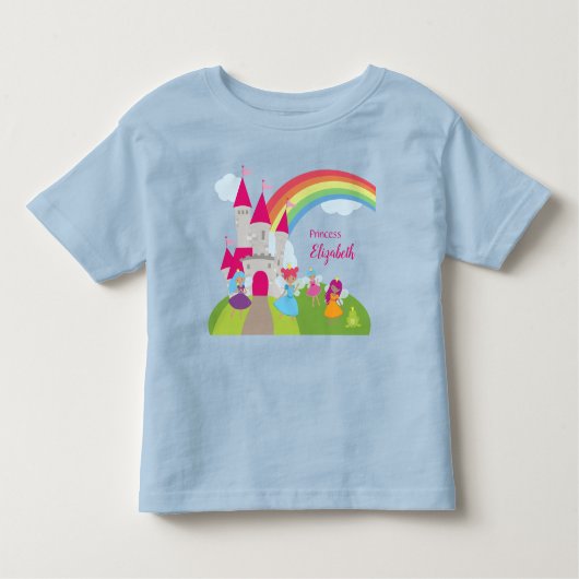 小さな女の子フェアリープリンセスウィズレインボーアンドキャッスル トドラーTシャツ (正面)