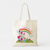 小さな女の子フェアリープリンセスウィズレインボーアンドキャッスル トートバッグ (裏面)