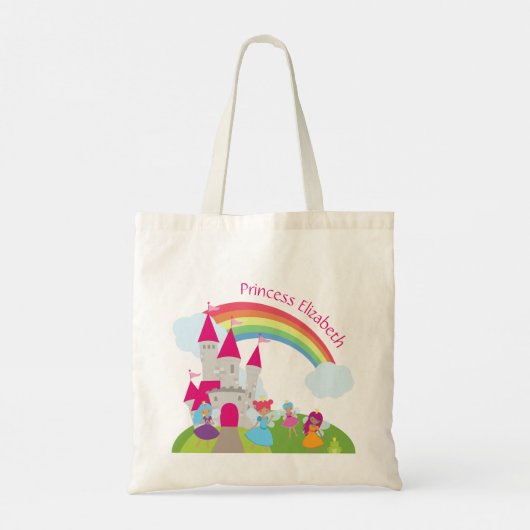 小さな女の子フェアリープリンセスウィズレインボーアンドキャッスル トートバッグ (裏面)