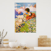 小さな女の子フローラヴィンテージイラストレーションハイジ ポスター (キッチン)