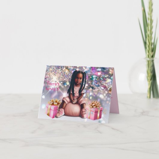 小さな女の子ブラウンスキンブライド誕生日招待状 招待状 (正面)